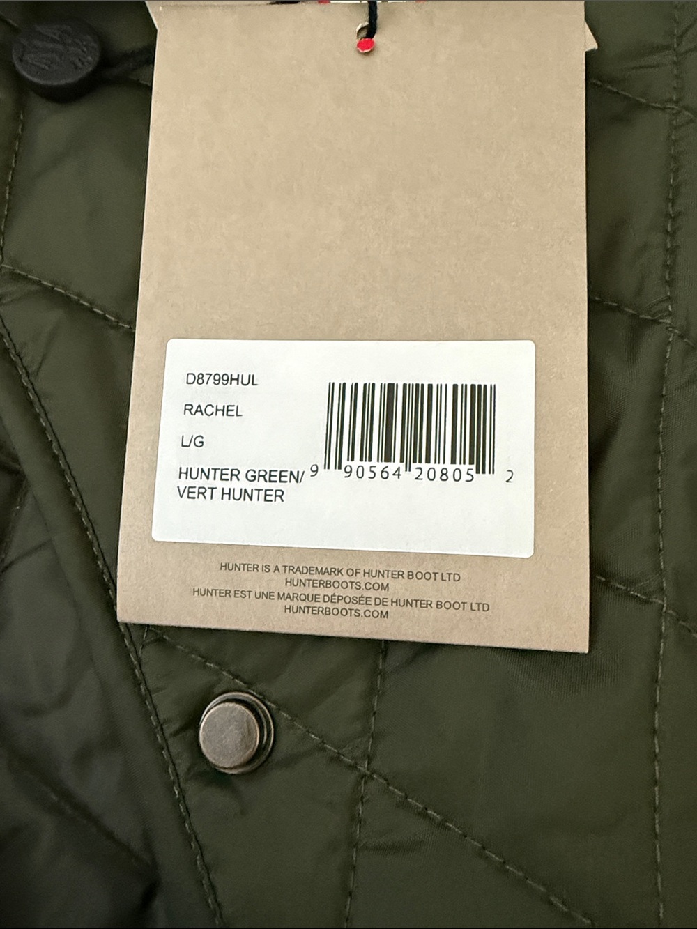 Hunter Quilted Olive Green Rachel jacket with Brown Corduroy Collar - Picture 10 of 10